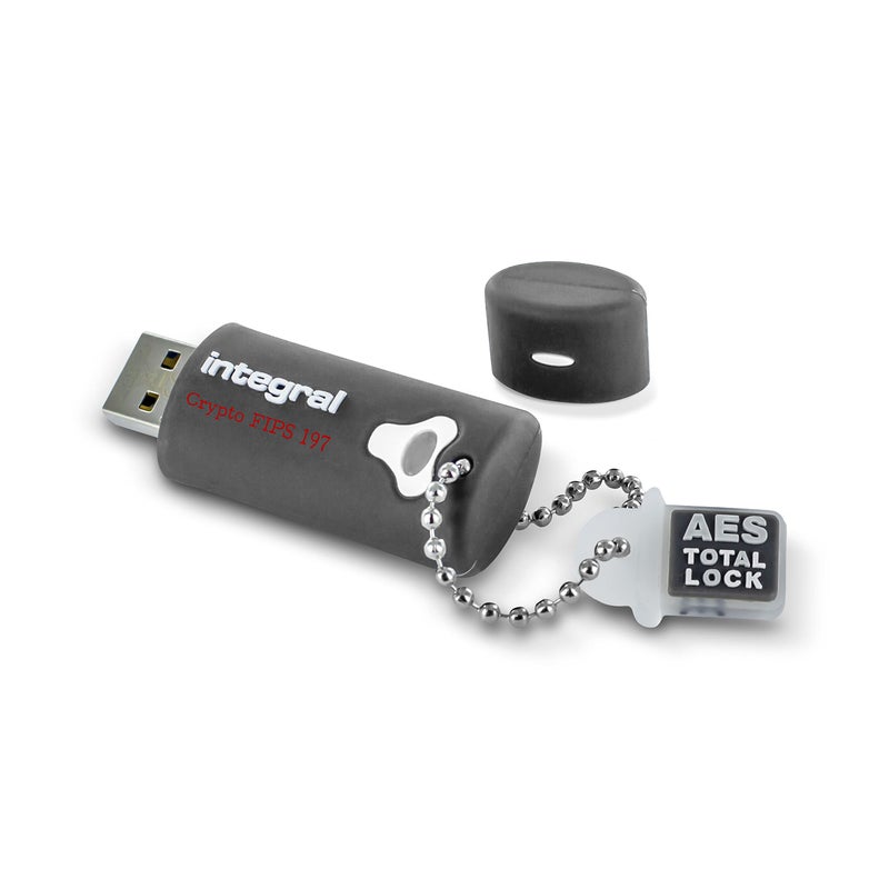 Integral 8GB Crypto-197 256-Bit Hardware Encrypted 3.0 USB Secure Flash Memory Drive - Certified to FIPS 197, Brute-Force Password Attack Protection & Rugged Double-Layer Waterproof Design - Image 1
